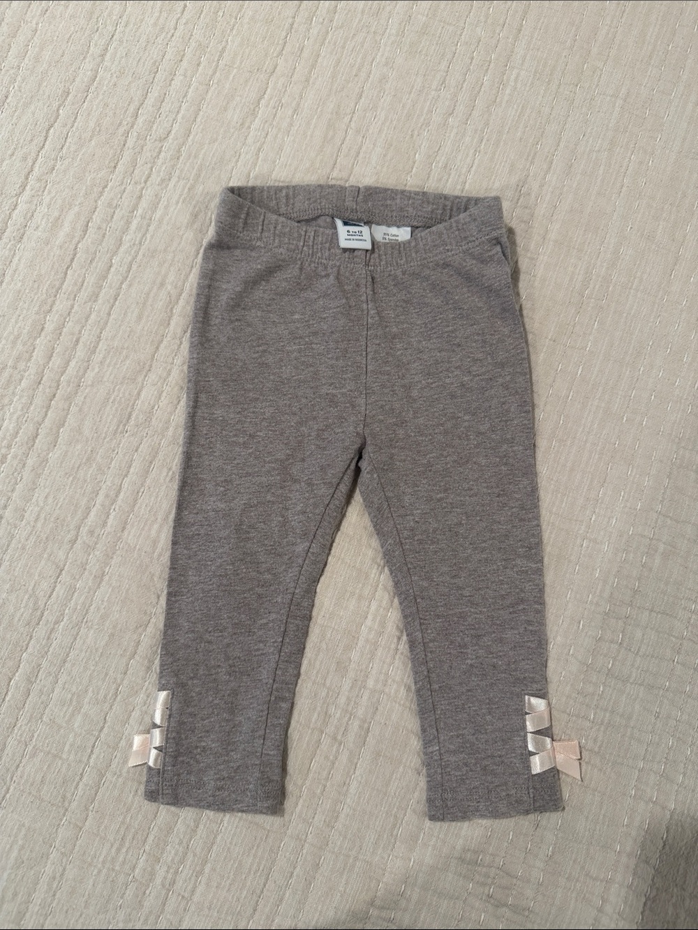 Janie and Jack Heather Gray Leggings with Ankle Bows
